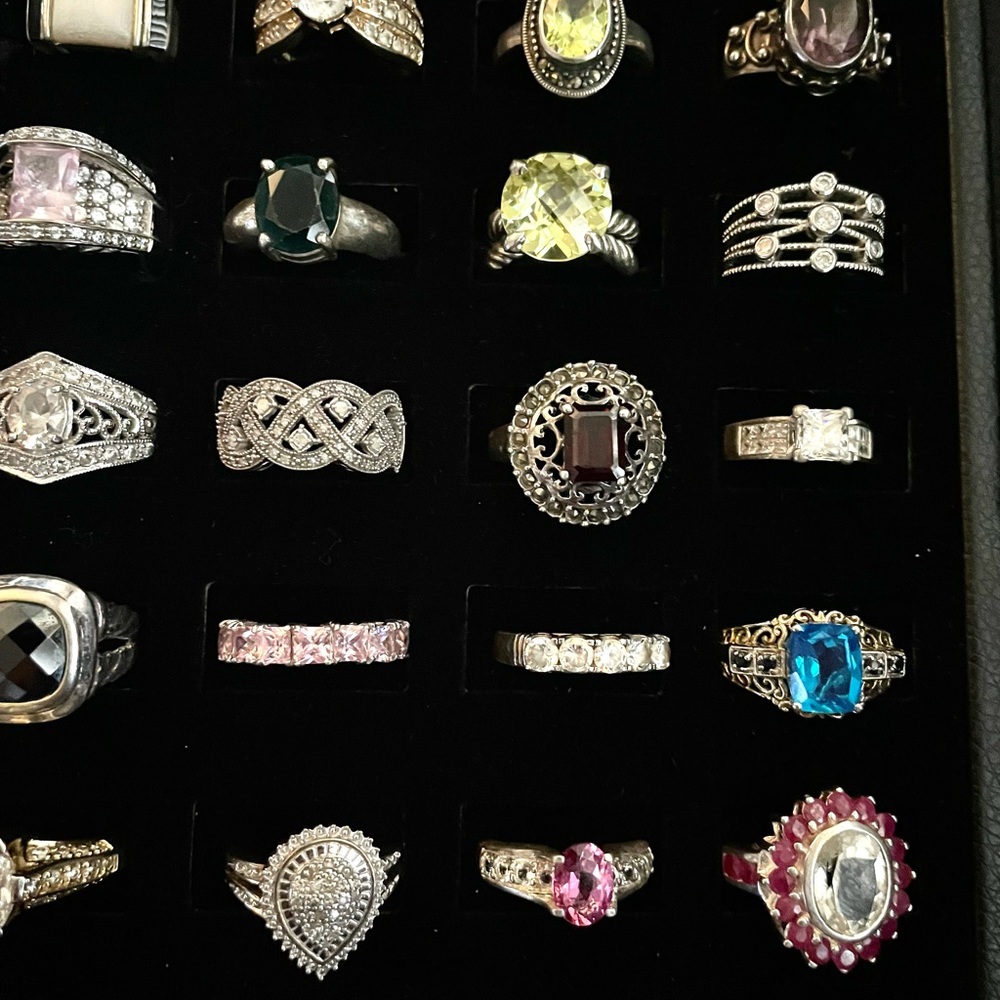 Lot of 34 Sterling Silver .925 gemstone rings lot 3 - Picture 5 of 7